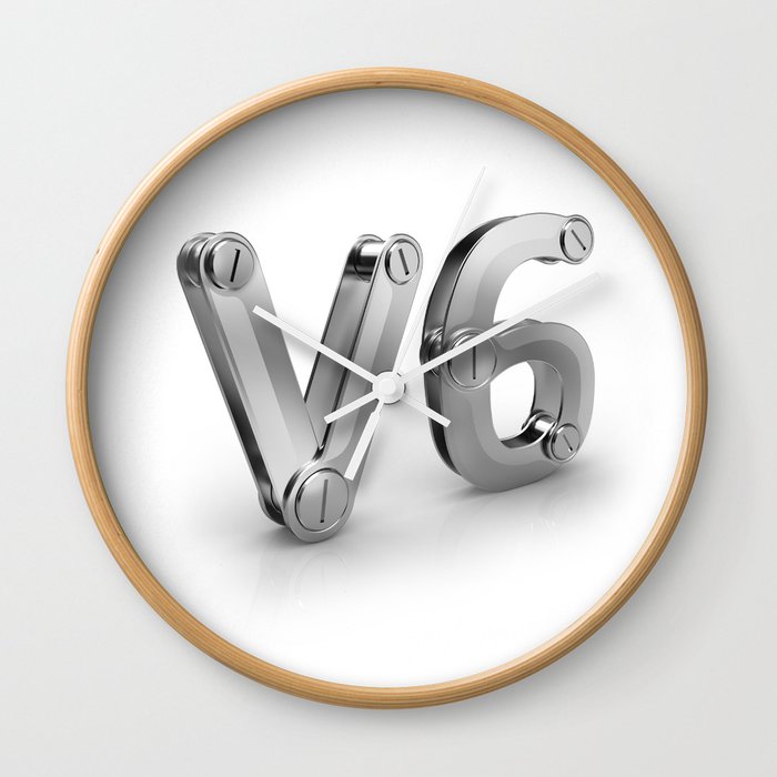 Metal 3d V6 Icon For Six Cylinders Strong Car Engine Wall Clock By