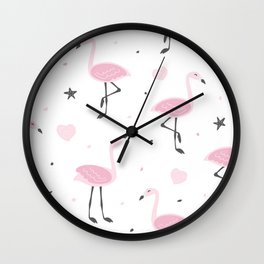 Flamingo Tropical Pattern Wall Clock