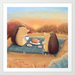 Hedgehog Picnic Art Print