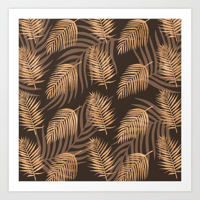 Copper Palm Leaf Pattern 04 Art Print
