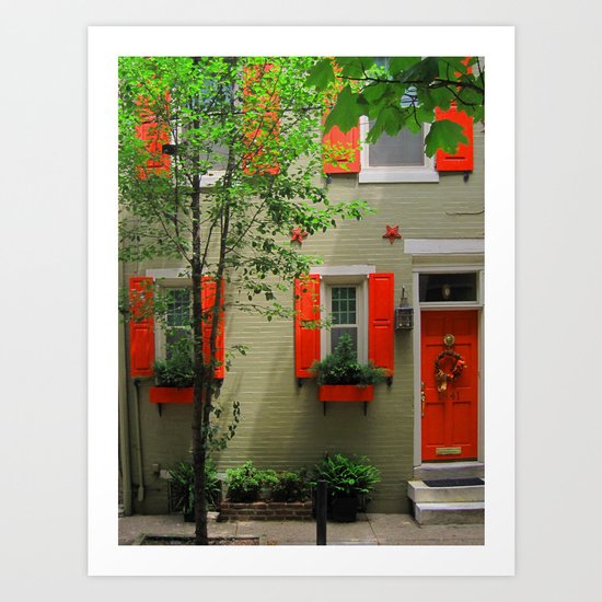 Orange and green Art Print