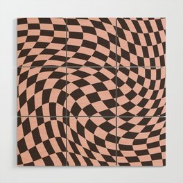 Black and pink swirl checker Wood Wall Art