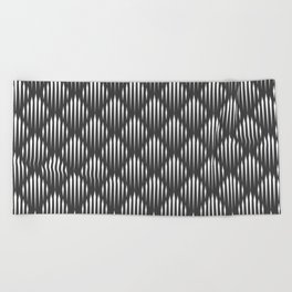 Dark Grey and White Abstract Pattern Beach Towel