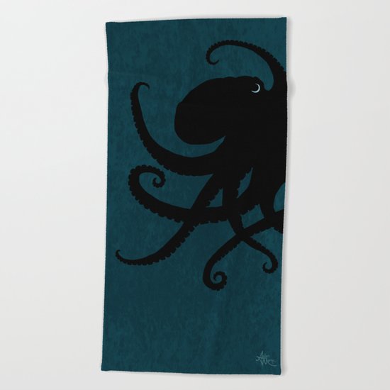 "Octopus Silhouette" digital illustration by Amber Marine, (c) 2015 Beach Towel