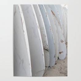 Surfboard waiting for surfers to catch a wave | Travel photography at the beach in summer Poster