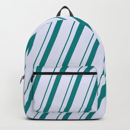 [ Thumbnail: Teal & Lavender Colored Lines/Stripes Pattern Backpack ]