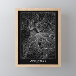 Louisville Black Map Framed Mini Art Print