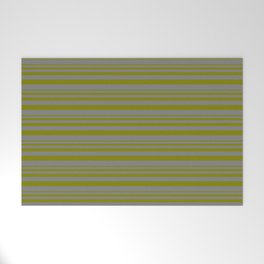 [ Thumbnail: Green & Gray Colored Striped/Lined Pattern Welcome Mat ]