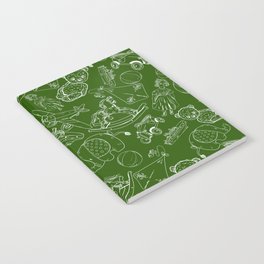 Green and White Toys Outline Pattern Notebook