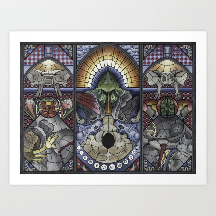 "Illumination" Skull Base Stained Glass Art Print