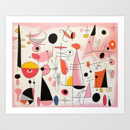 Pink Abstract Fauvism Shapes Art Print