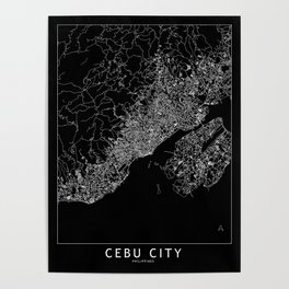 Cebu Black Map Poster