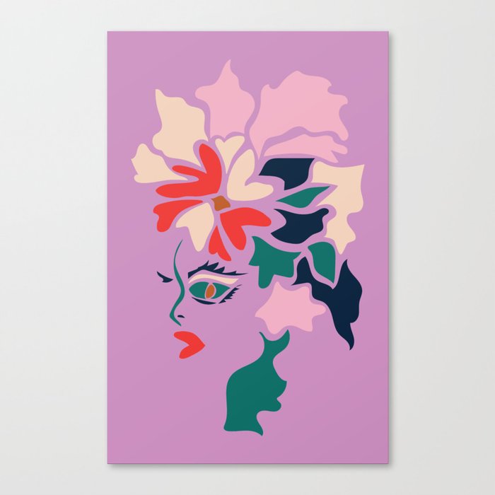 Face in Florals Canvas Print