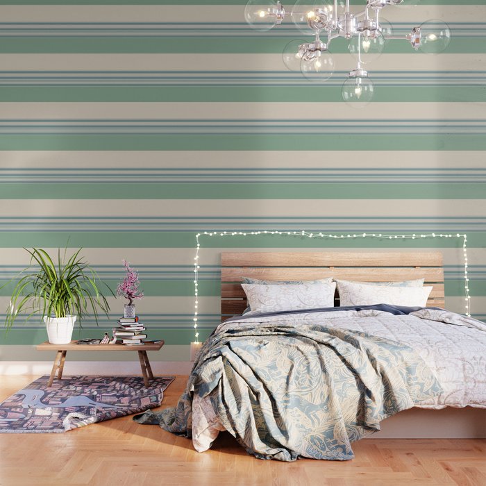 Mint Green Cream Stripes Wallpaper By Artaddiction45