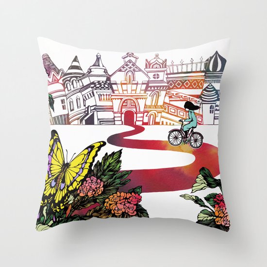 Summer Cycling Throw Pillow