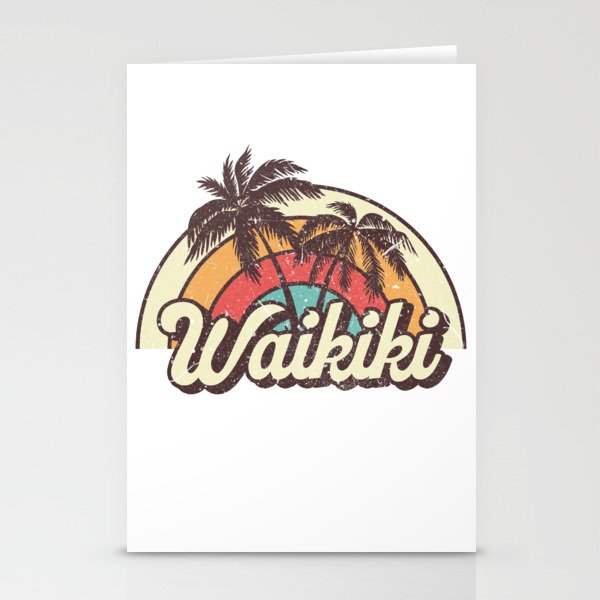 Waikiki beach city Stationery Cards