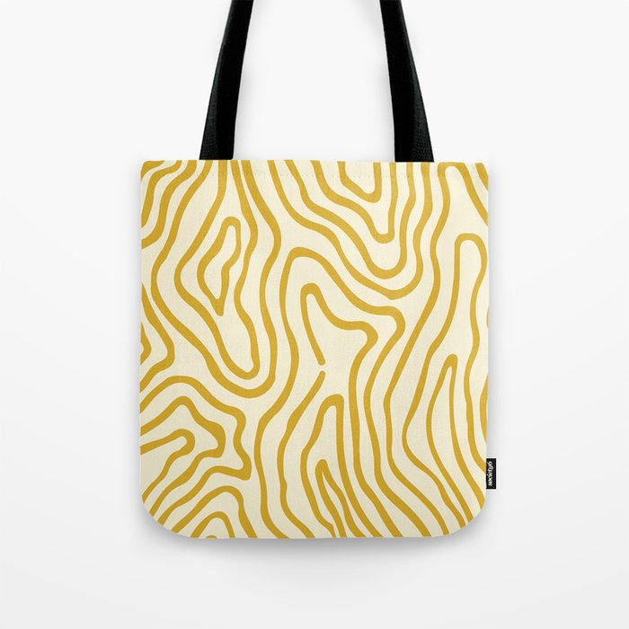 Abstract Retro Topographic Print - Papaya Whip and Gold Tote Bag