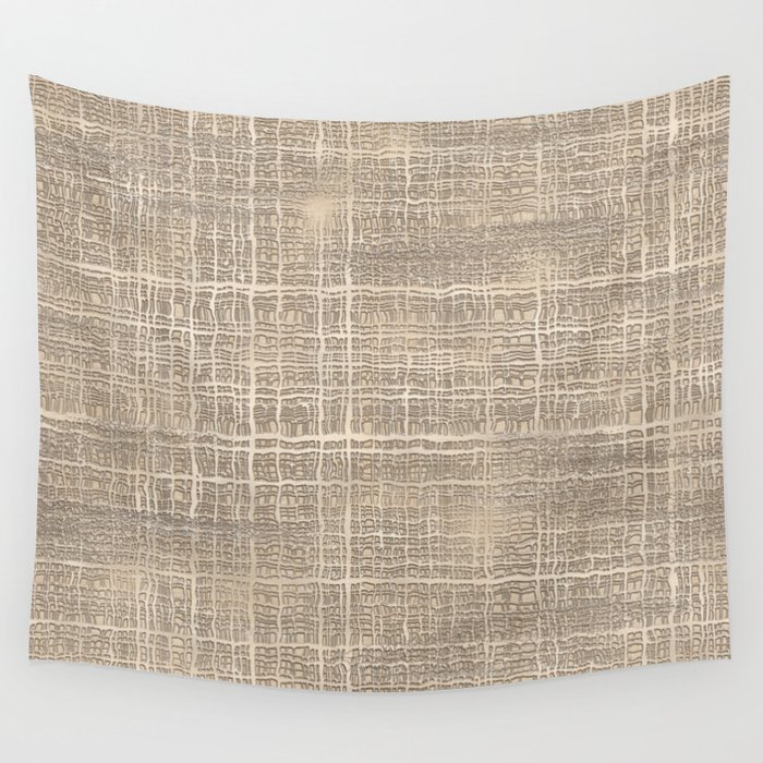 Beige Taupe Brown Jute Burlap Textile Pattern Wall Tapestry