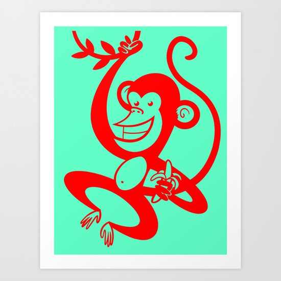 Red Monkey Art Print