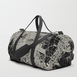 Sapporo - Japan - Black and White City Map Duffle Bag
