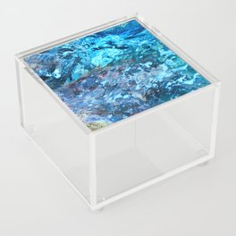 Blue Flowing Water Photo Manipulation Acrylic Box