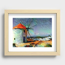 Island Windmill, in the style of Paul Cezanne Recessed Framed Print