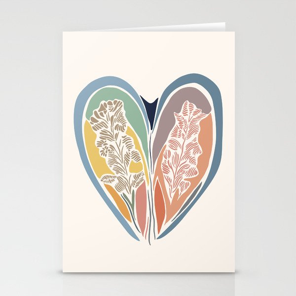 Block Print Heart Stationery Cards