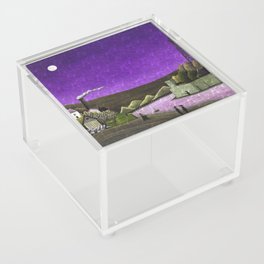 Moon on the River Seine, Paris, France purple amethyst reflection landscape painting by Henri Rousseau; La Seine à Suresnes Acrylic Box