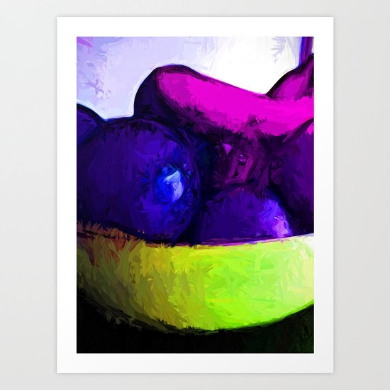 Blue Apples and Pink Bananas Art Print