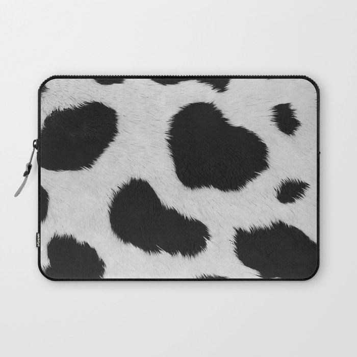 Black and white realistic cow fur texture Laptop Sleeve