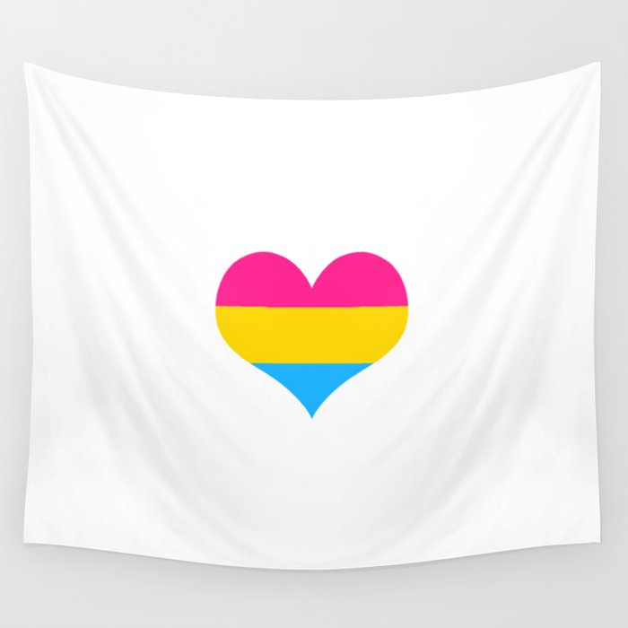 Pansexual pride flag colors in a heart shape Wall Tapestry