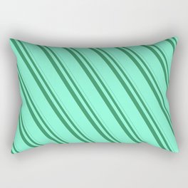 [ Thumbnail: Sea Green and Aquamarine Colored Stripes Pattern Rectangular Pillow ]