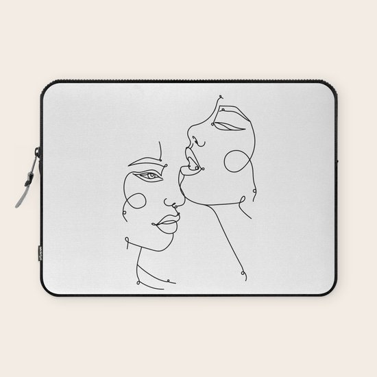 Secret Minimalist Two Faces In One Line Laptop Sleeve By Valleriaart Society6,Chibi Cute Anime Couple Drawings
