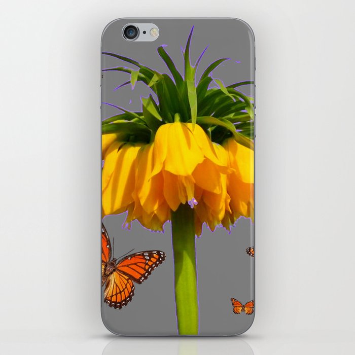 ORANGE MONARCH BUTTERFLIES CROWN IMPERIAL FLOWER iPhone Skin