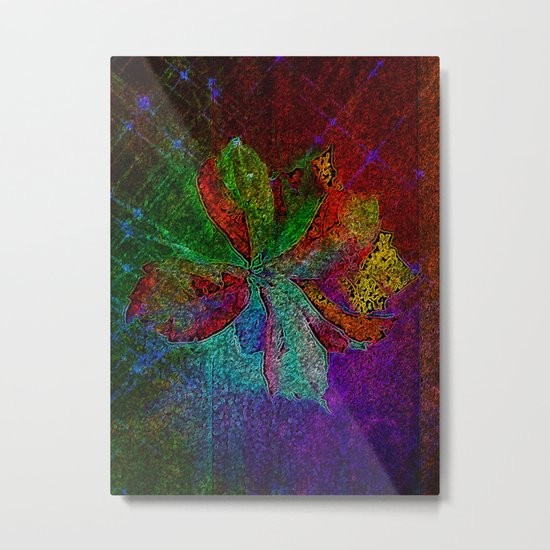 Abstract fall leaves in multicolor palette Metal Print