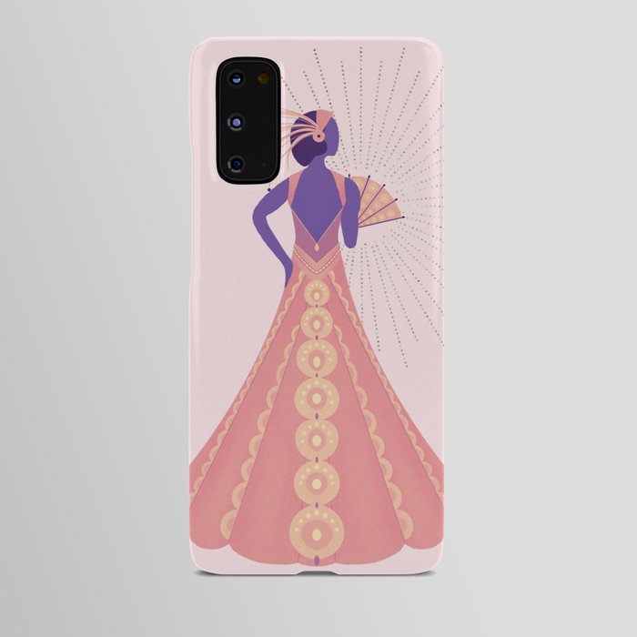 Art Deco sunset peacock dress Android Case