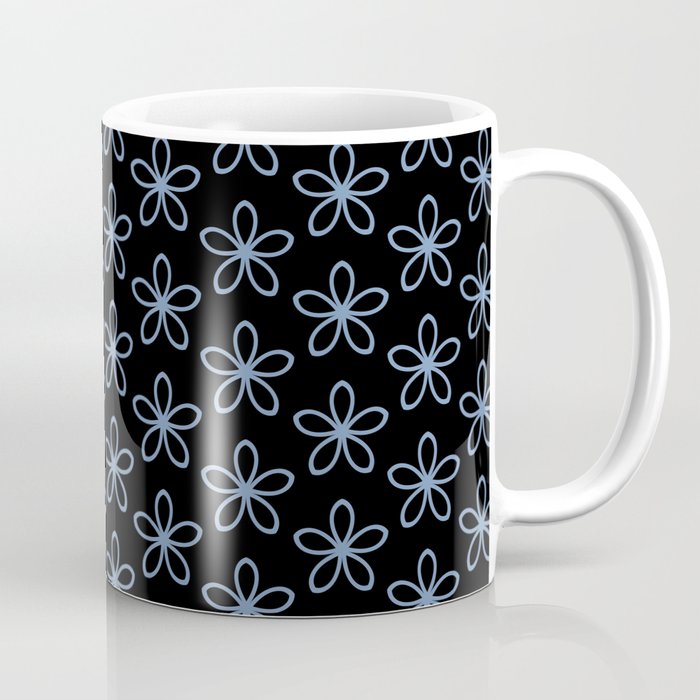 Black and Blue Minimal Flower Pattern Pairs DE 2022 Trending Color Ocean City DE5879 Coffee Mug
