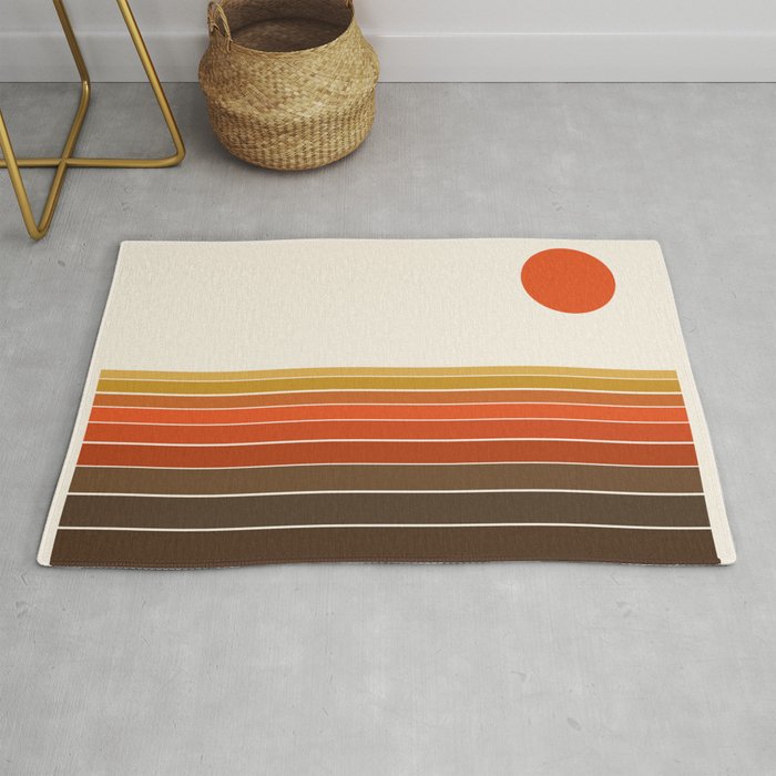 Peace Out - sunset ocean surfing beach life 70s style retro 1970s design Rug