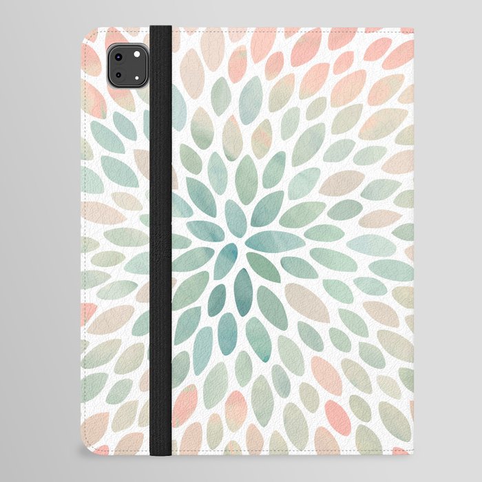 Floral Bloom, Abstract Watercolor, Coral, Peach, Green, Floral Prints iPad Folio Case