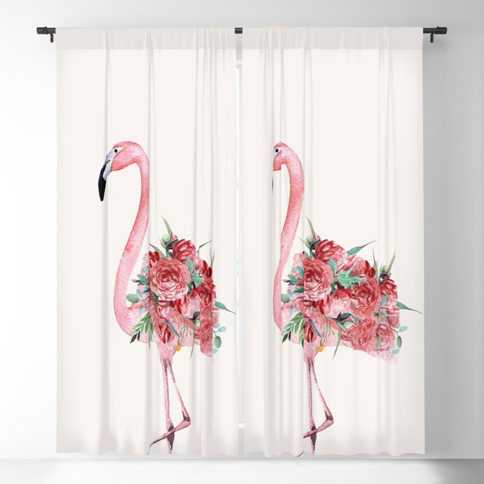 Flamingo Floral Blackout Curtain