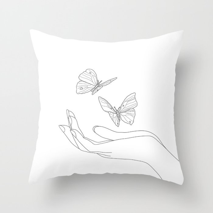 Butterflies on the Palm of the Hand Throw Pillow