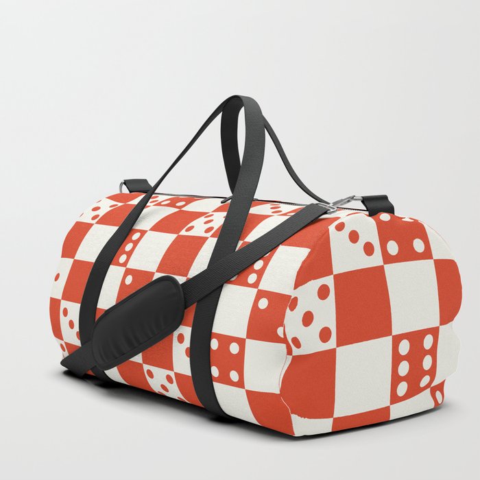 Checkered Dice Pattern (Creamy Milk & Tangerine Tango Color Palette) Duffle Bag