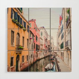 Colorful Pink Yellow Blue Venice Canals | Europe Italy City Travel Photography Wood Wall Art