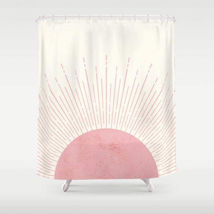 Pink Sunrise Boho Midcentury Shower Curtain