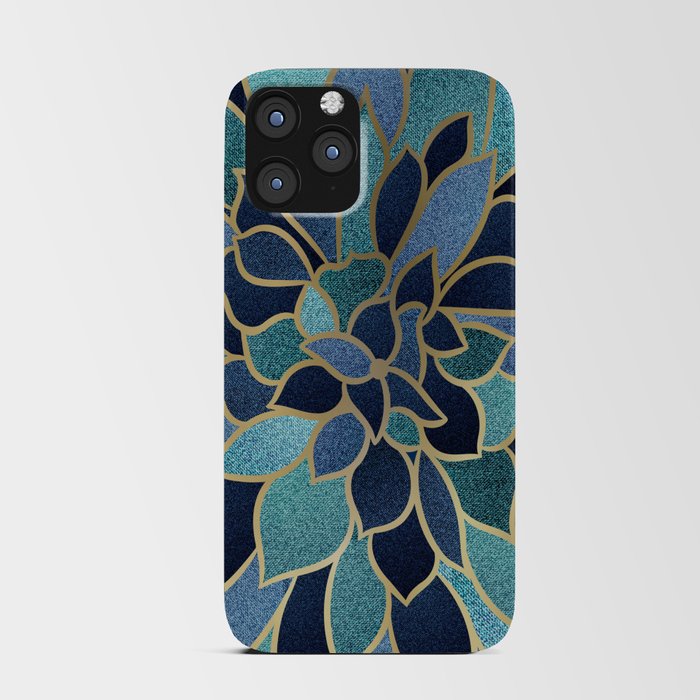 Festive, Floral Prints, Navy Blue, Teal and Gold iPhone Card Case