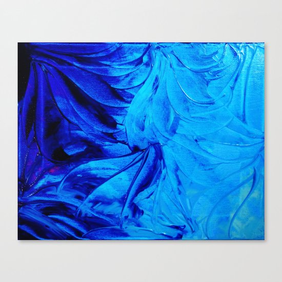 PETAL PINWHEELS - Deep Indigo Blue Royal Blue Turquoise Floral Pattern Swirls Ocean Water Flowers Canvas Print