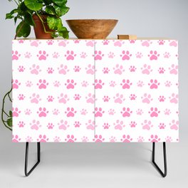 Adorable Pink Cat Paw Seamless Pattern Credenza