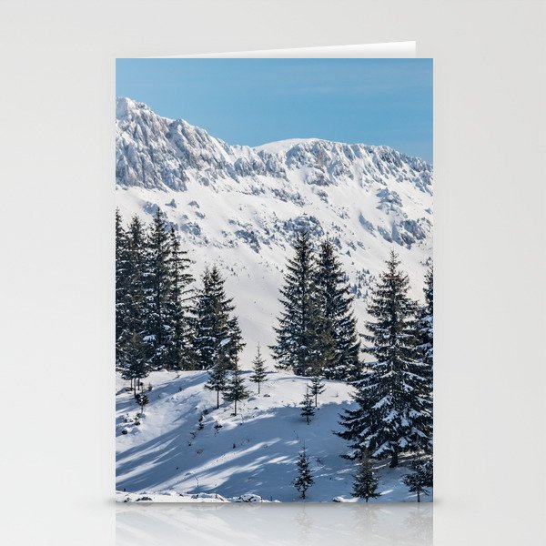 Winter landscape with snow-covered fir trees Stationery Cards