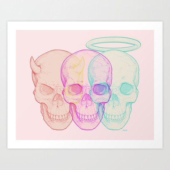 3 skulls Art Print