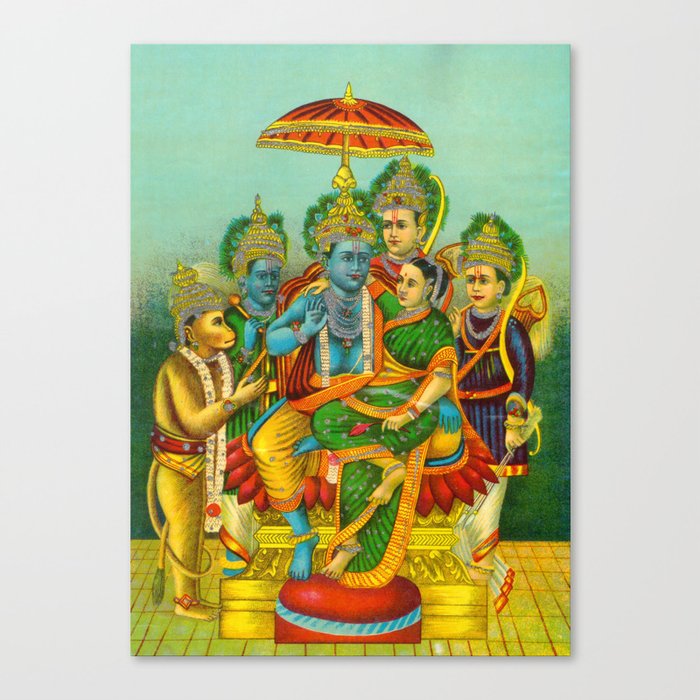 Ram Panchayatan Embellished by Raja Ravi Varma Canvas Print